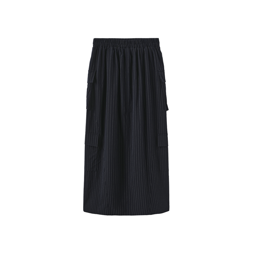 Miro Pinstripe Button Detail Aline Skirt