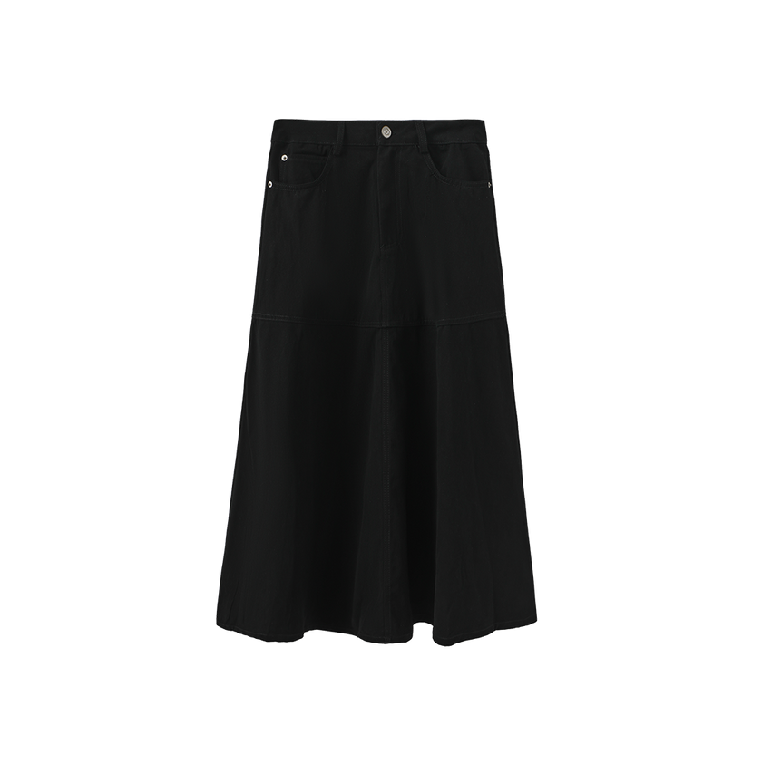 Denim Seam Detailed Pocket Skirt