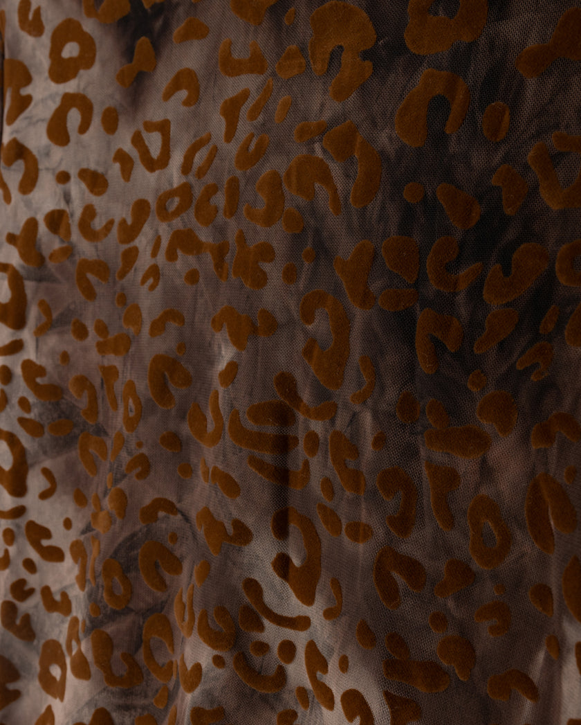 Lepord Velvet Print Mesh Turteleneck
