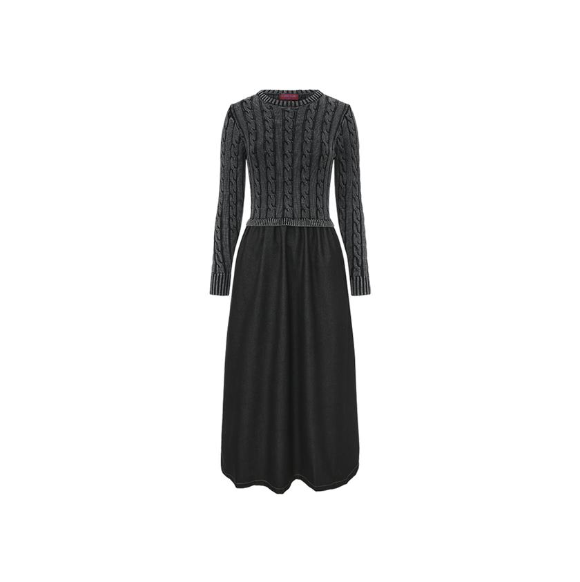 Cable Knit Top Combo Dress