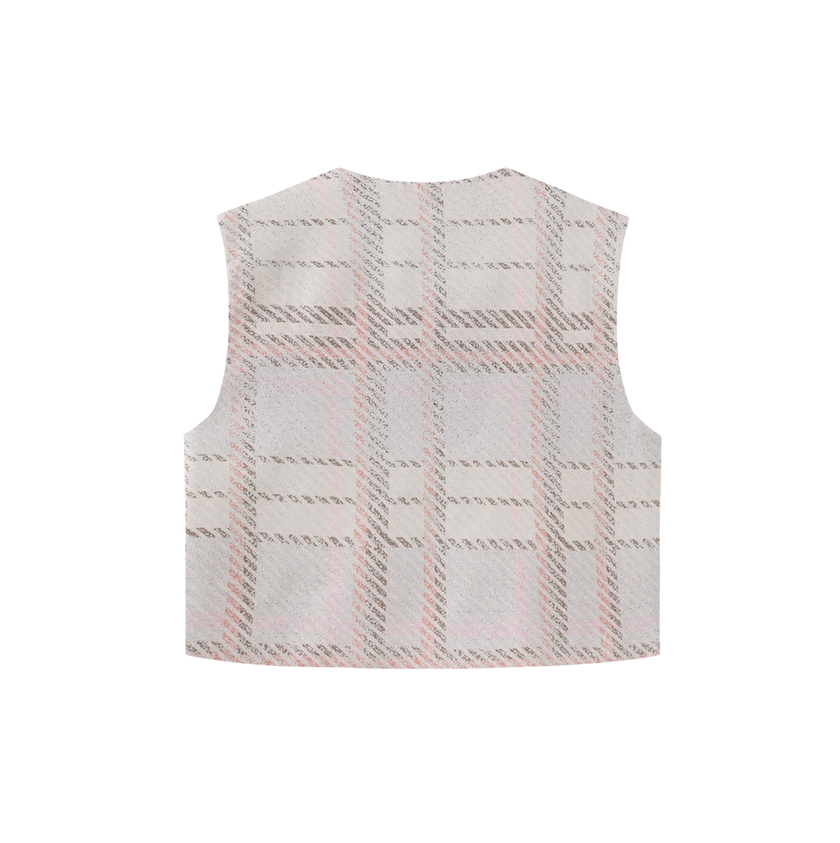 Plaid Printed Crewneck Vest