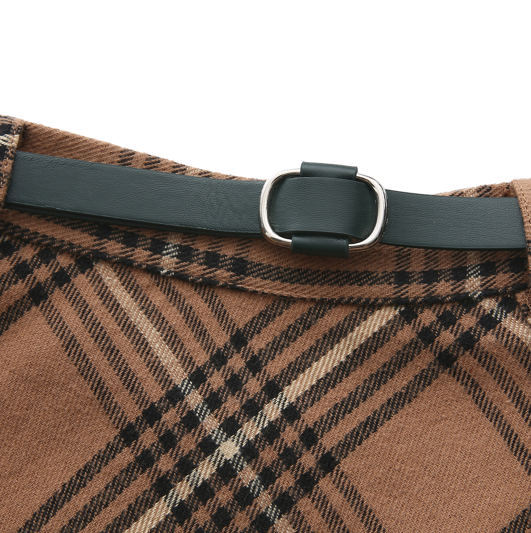 Plaid Belted Skirt
