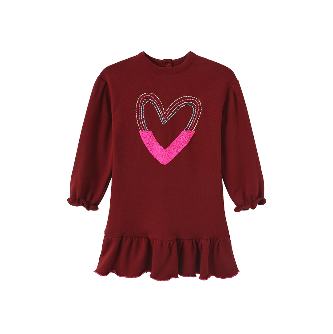 Half Stitched Heart Sweatshirt Dress