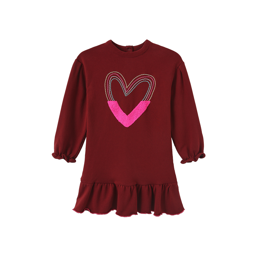 Half Stitched Heart Sweatshirt Dress