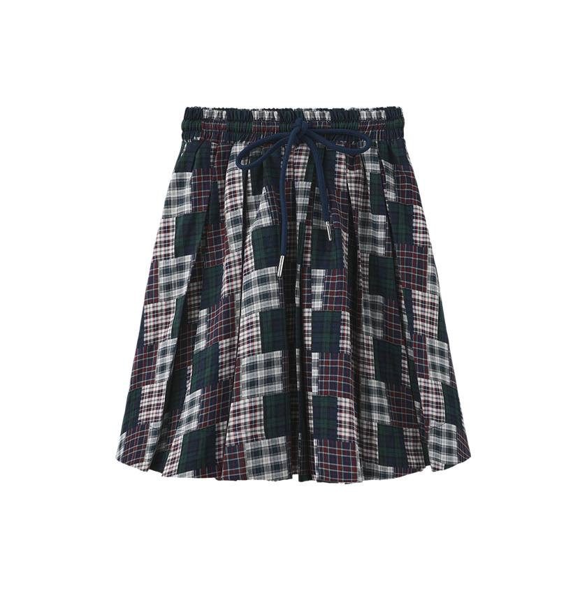 Frit Patchwork Pleated Skirt