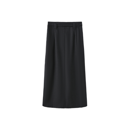 Pinstripe Belted Maxi Skirt