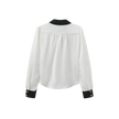 Contrast Collar Pleated Blouse