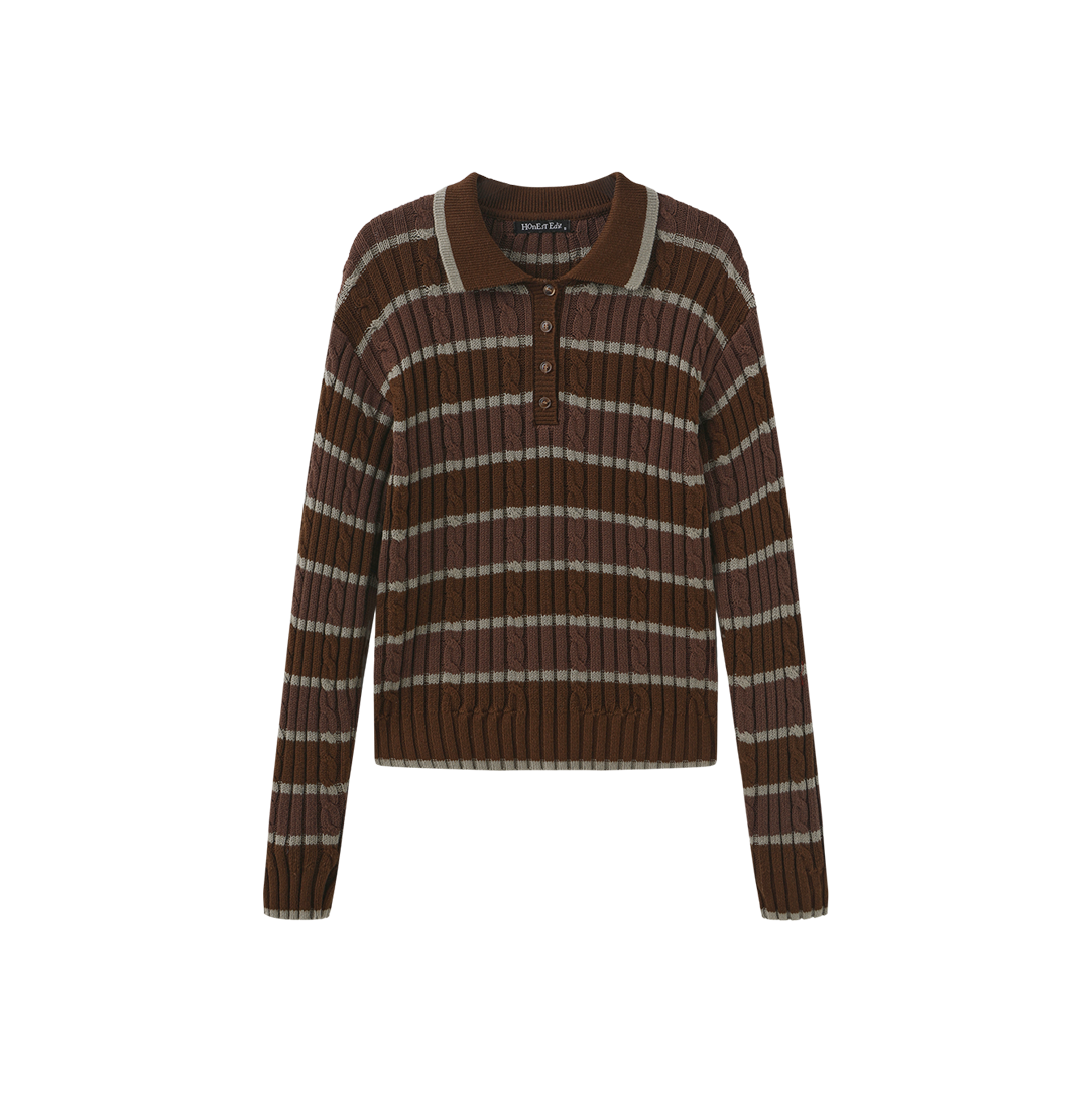 Stripe Knit Polo Shirt