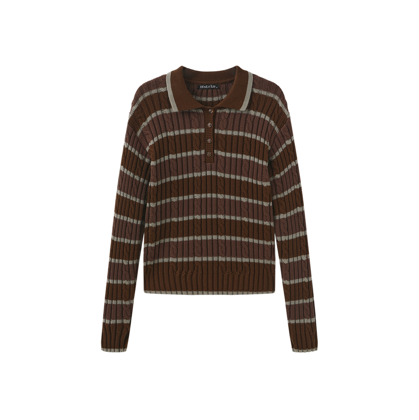 Stripe Knit Polo Shirt