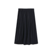 Wide Pleat Fly Denim Skirt