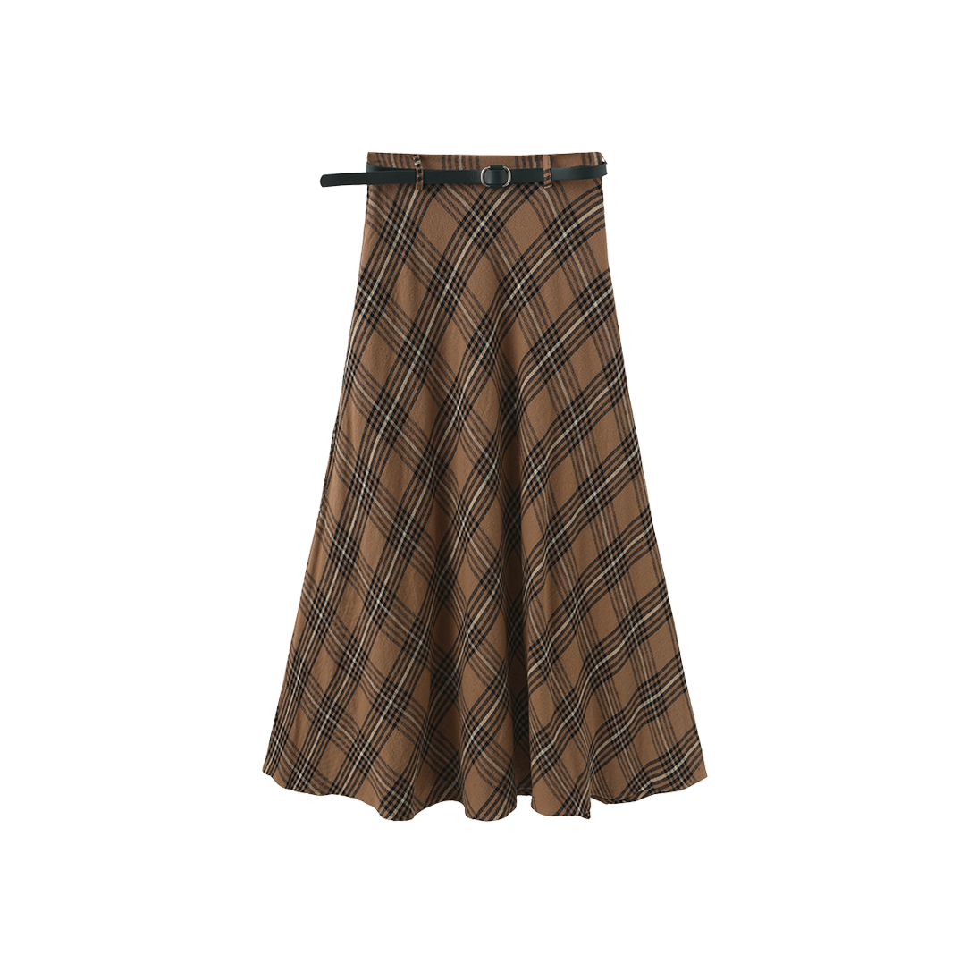 Plaid Belted Skirt