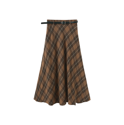 Plaid Belted Skirt