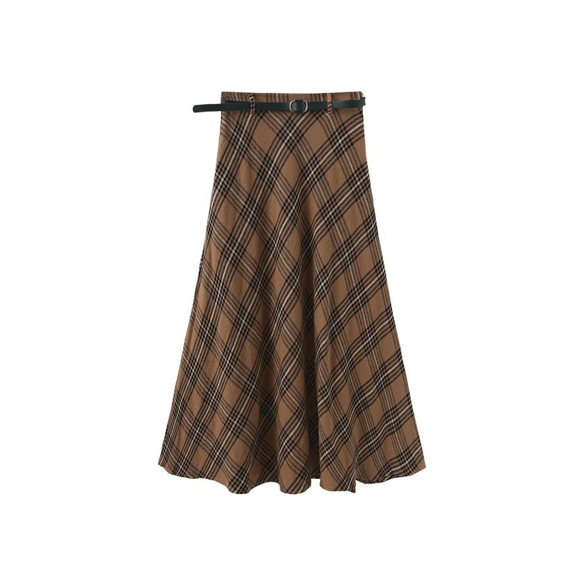 Plaid Belted Skirt