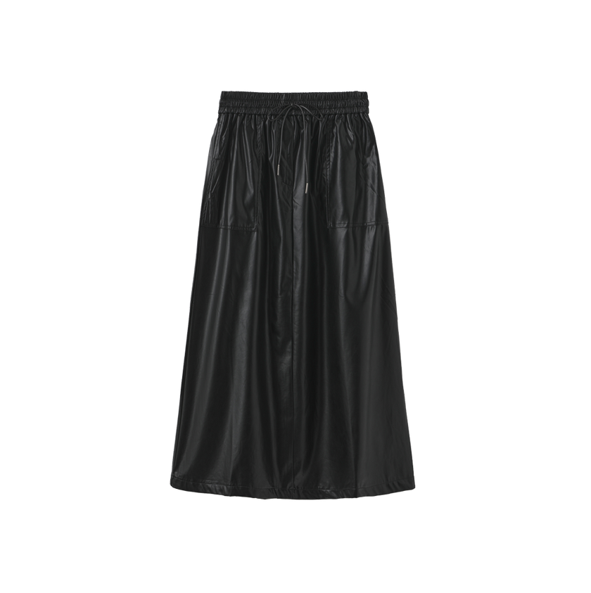Burgundy Leather Drawstring Skirt