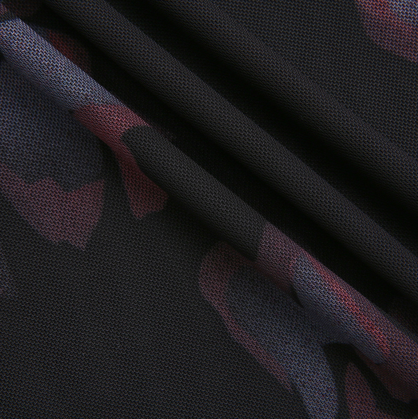 Painted Floral Mesh Mock Neck