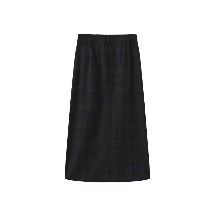 Plaid Front Fly Skirt