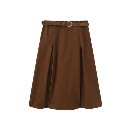Short Pleated Denim Skirt