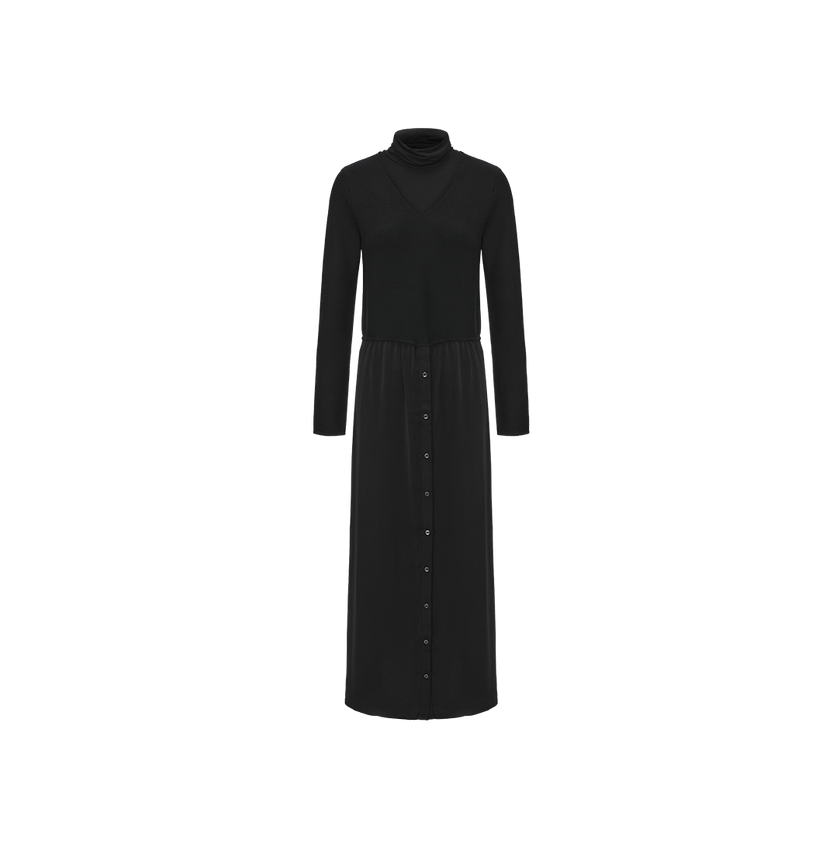 Knit Overlay Button Down Dress