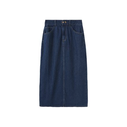 Denim Pinstripe Maxi Skirt