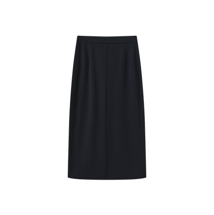 Button Wool Straight Skirt