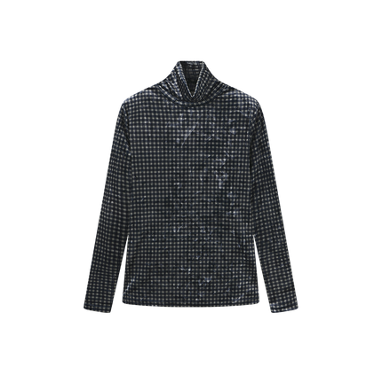 Velor Plaid Turtleneck