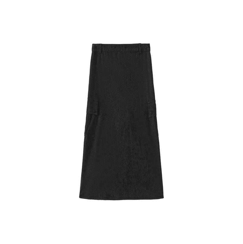 Denim Cargo Center Pleat Skirt