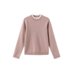 Round Tonal Knit Ruffle Sweater