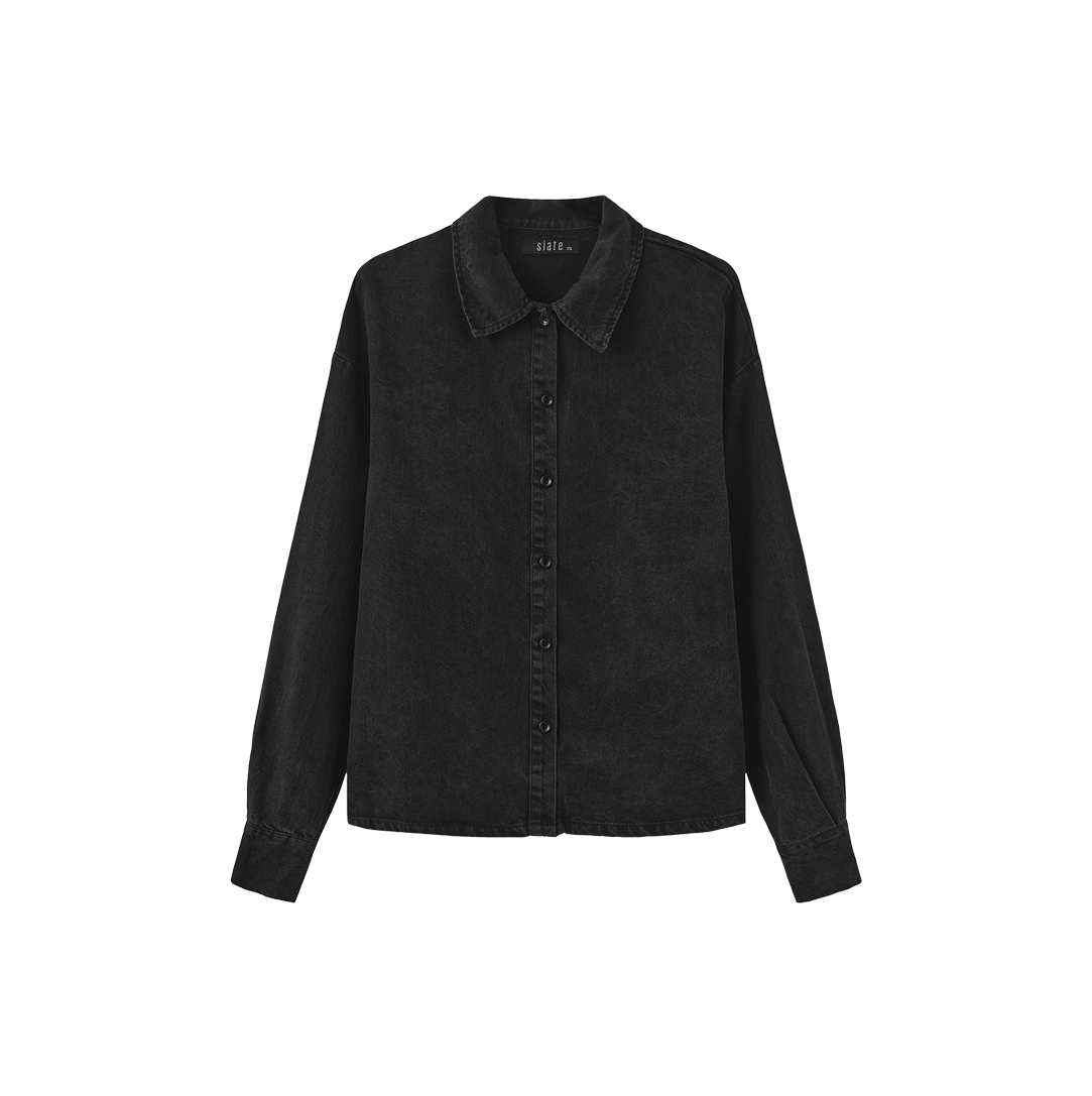 Fade Button Down Denim Blouse