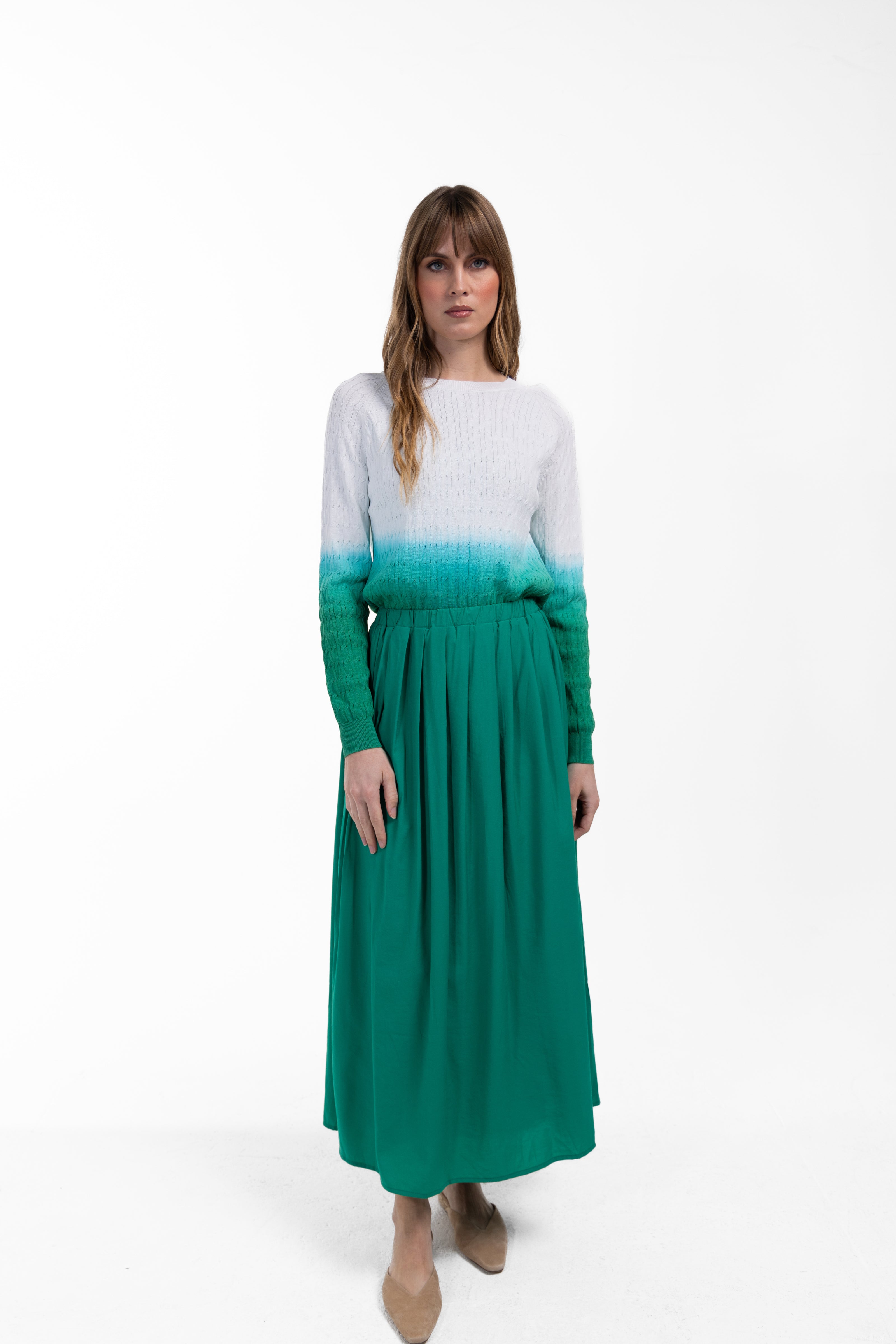 Pleated Elastic Waisted Skirt