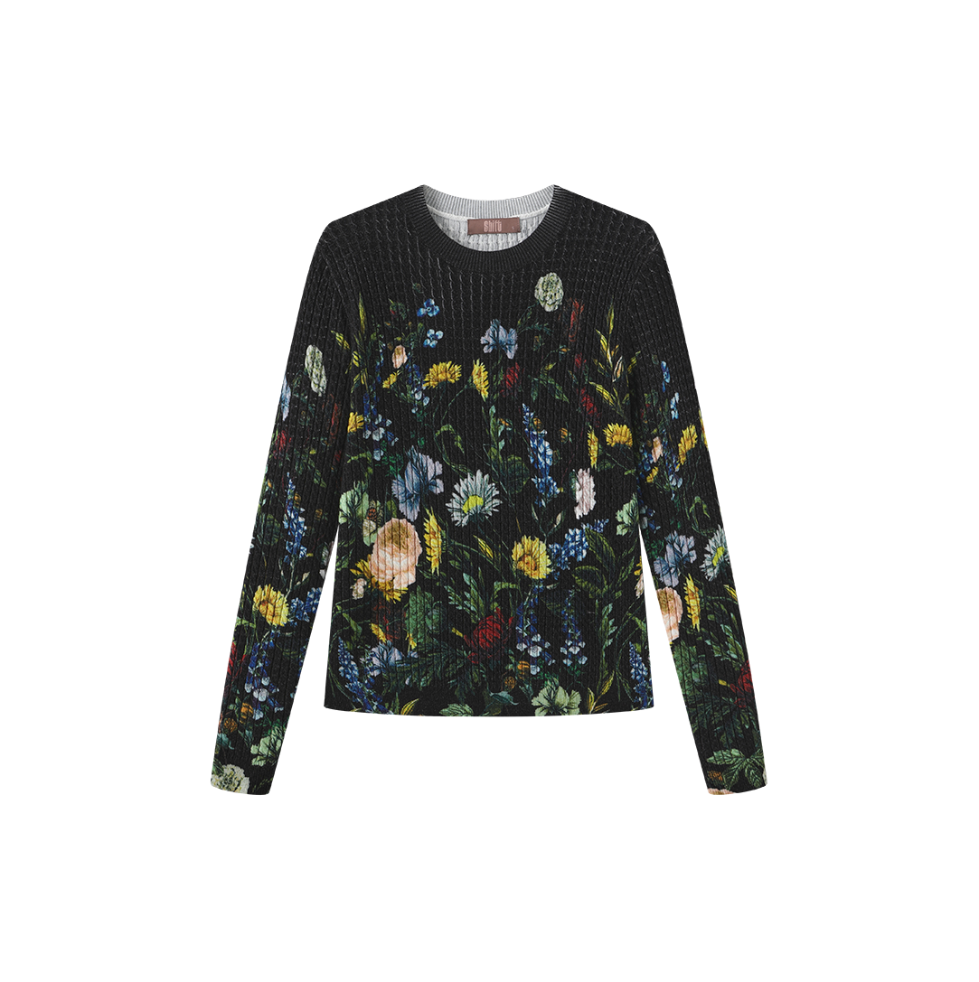 Floral Cable Knit Top