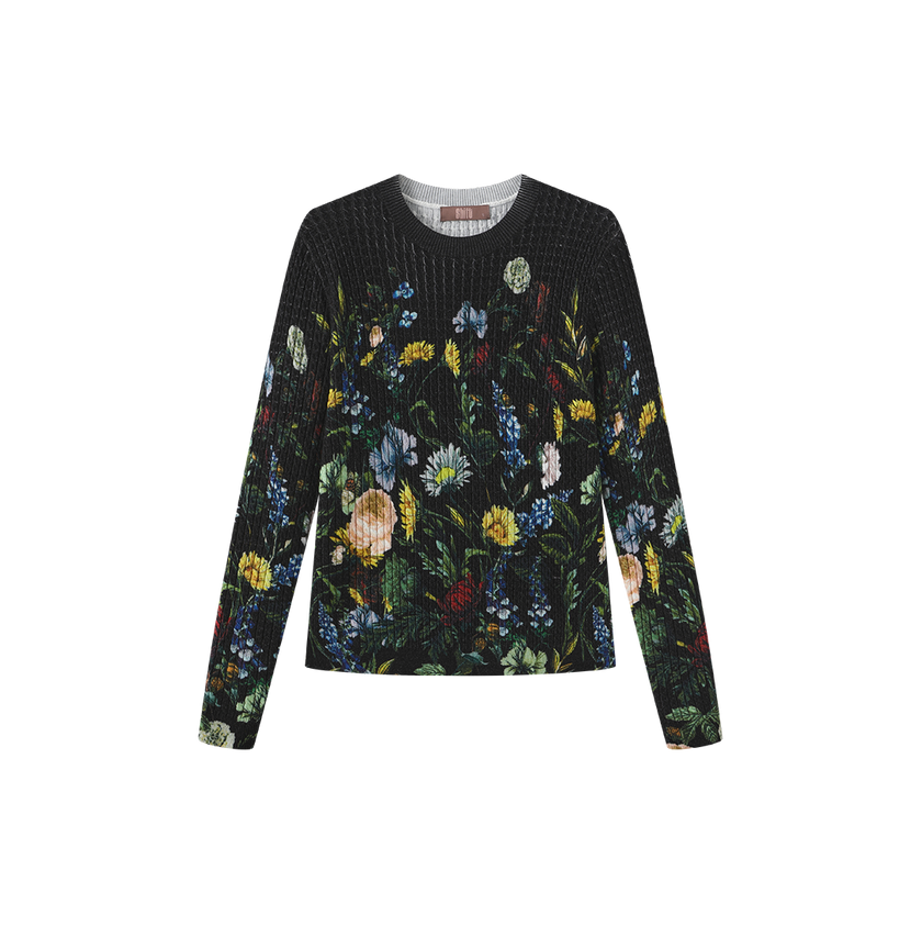 Floral Cable Knit Top