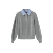 Cable Knit Stripe Collar Sweater