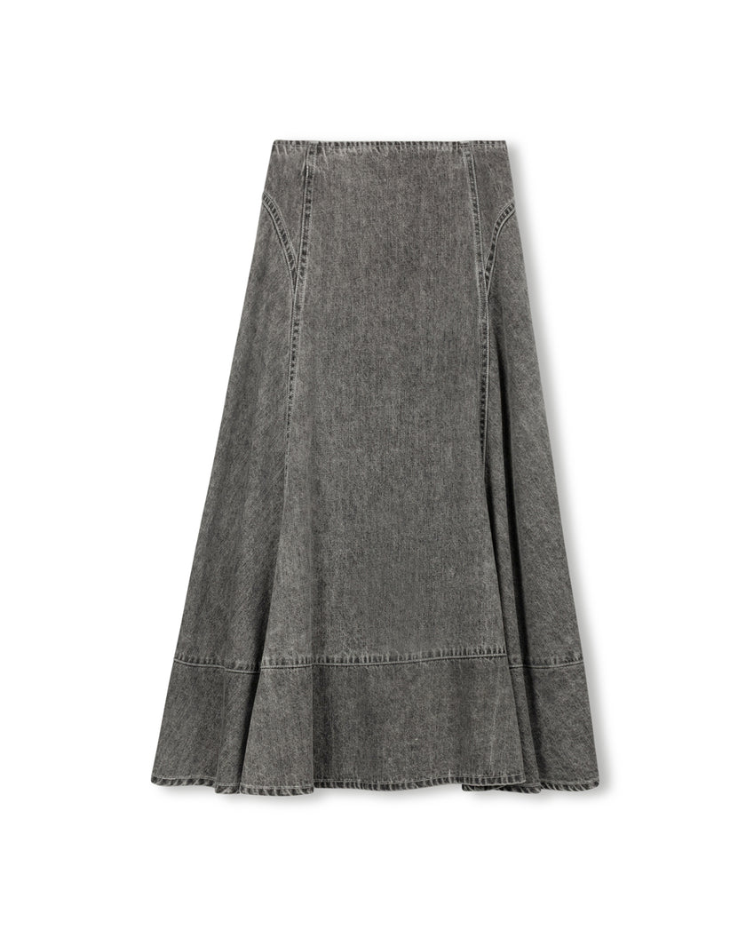 Denim Stitch Maxi Skirt