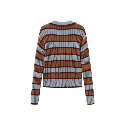 Stripe Knit Polo Shirt