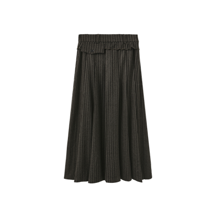 Scallop Detailed Pinstripe Skirt