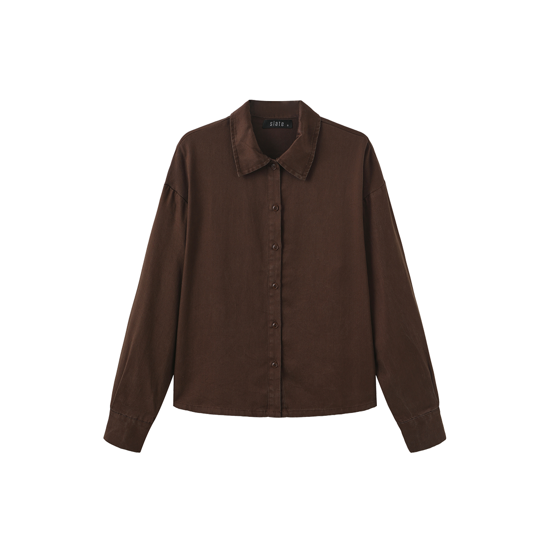 Fade Button Down Denim Blouse