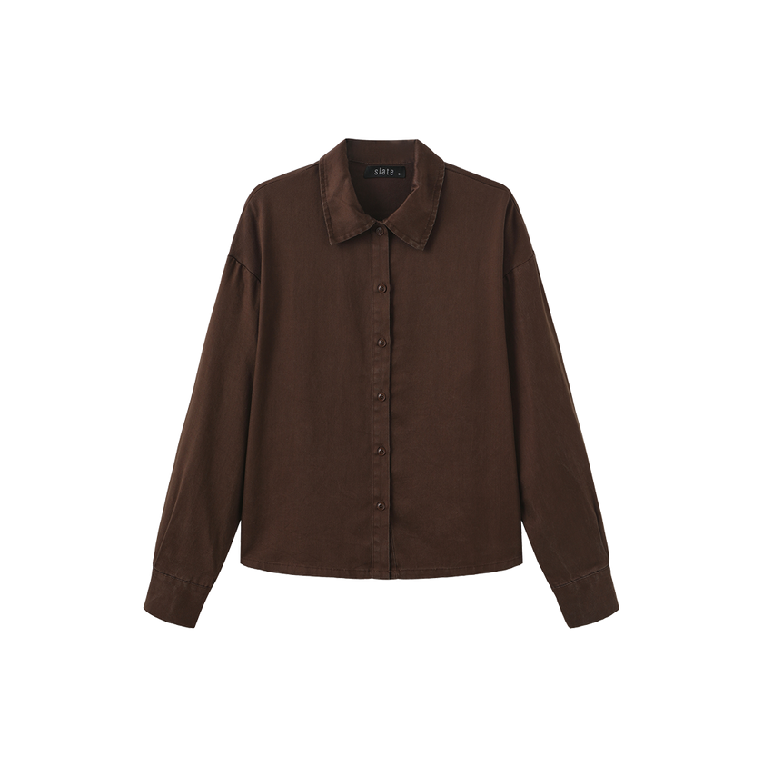 Fade Button Down Denim Blouse