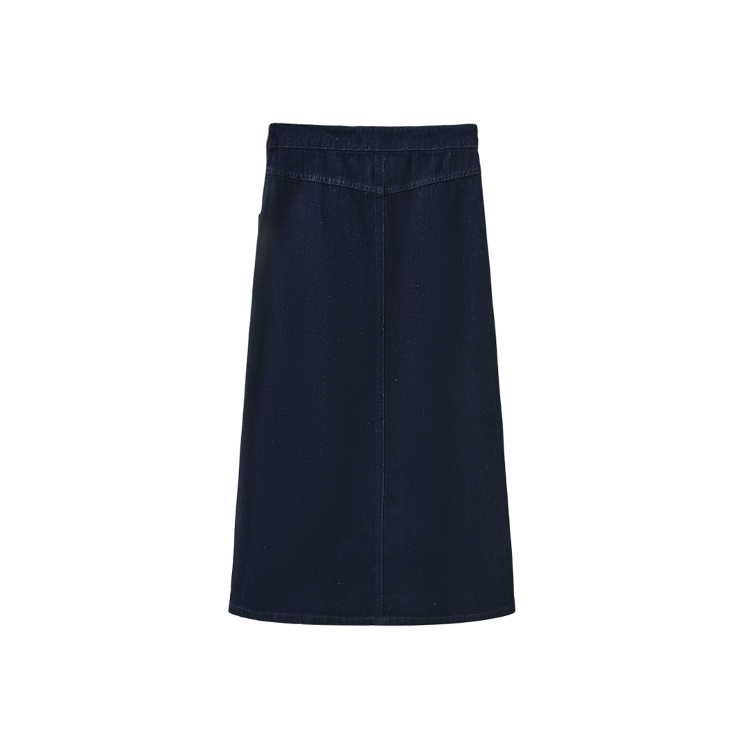 Side Button Tab Midi Skirt