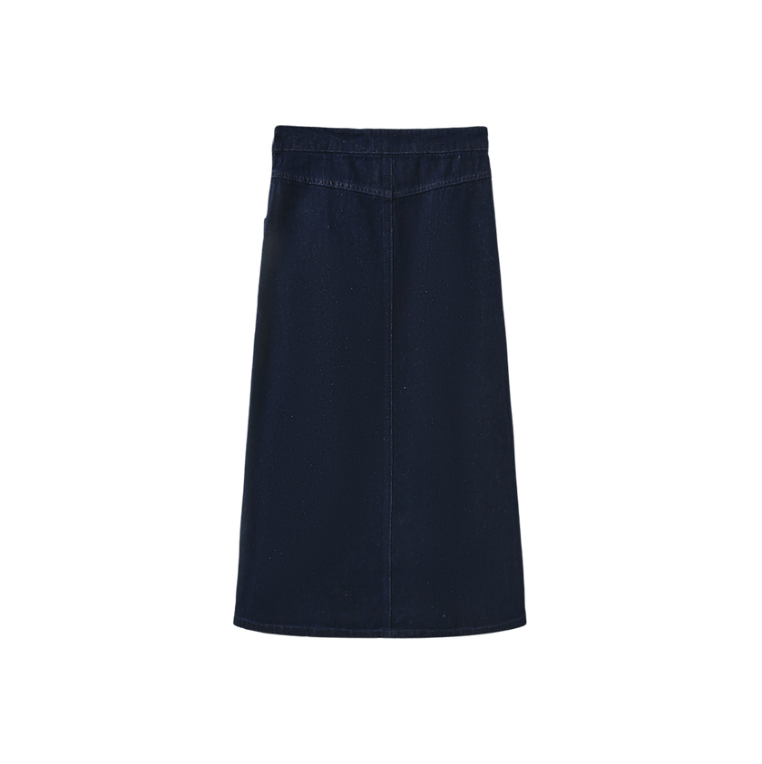 Side Button Tab Midi Skirt