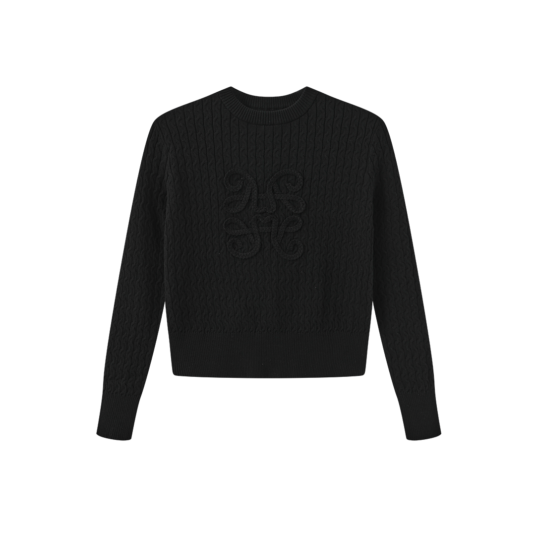 Braided Detail Logo Sweater