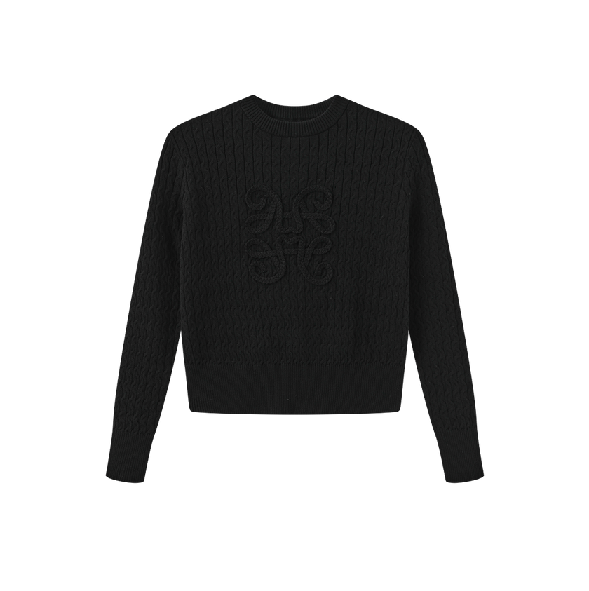 Braided Detail Logo Sweater