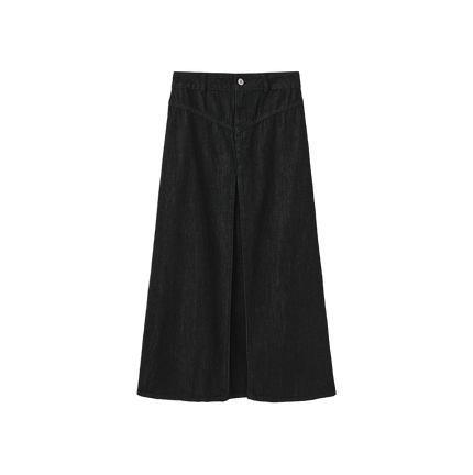 Dark Denim Maxi Pleat Skirt