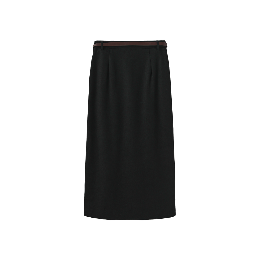 Maxi Belted Suit Skirt