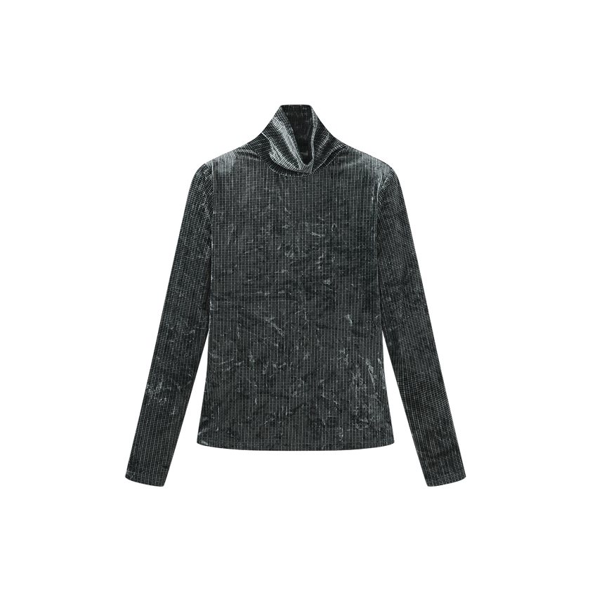 Velor Plaid Turtleneck