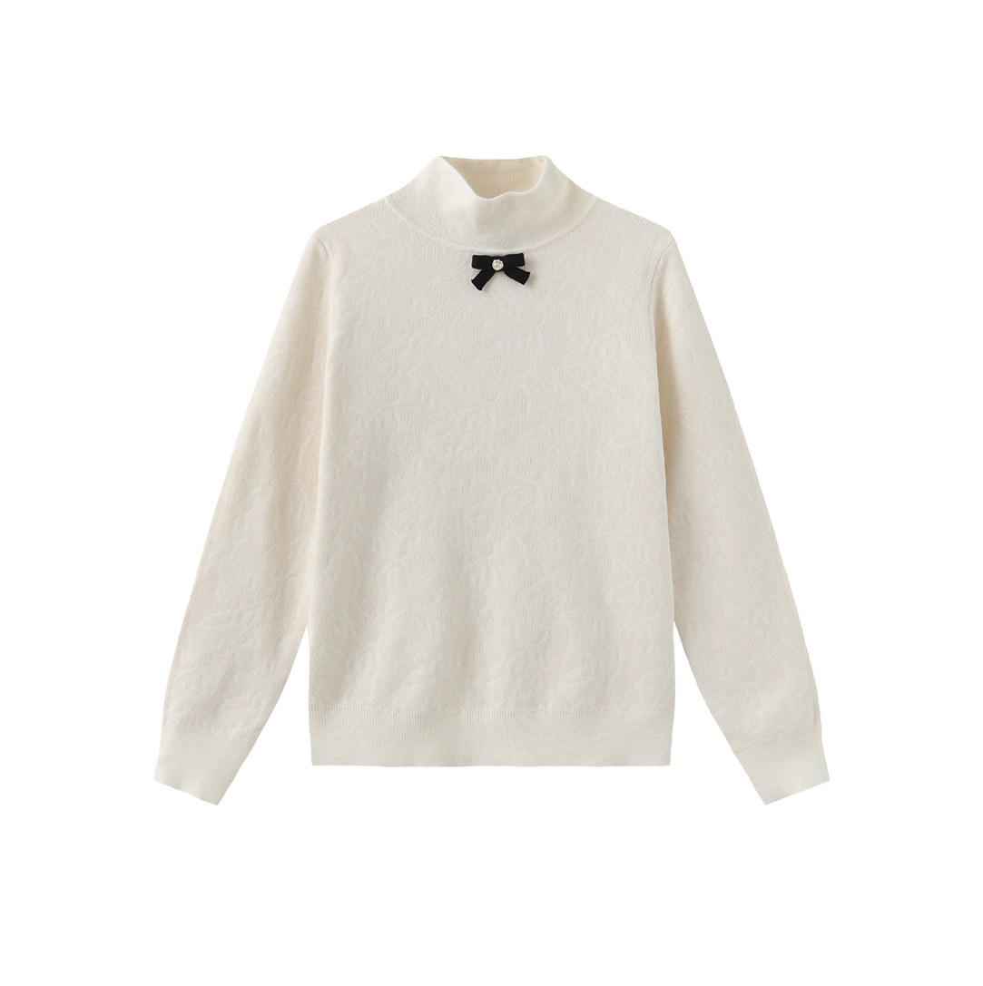 Neck Bow Knit Turtleneck