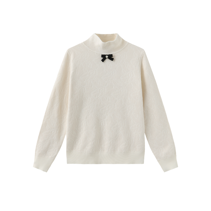 Neck Bow Knit Turtleneck