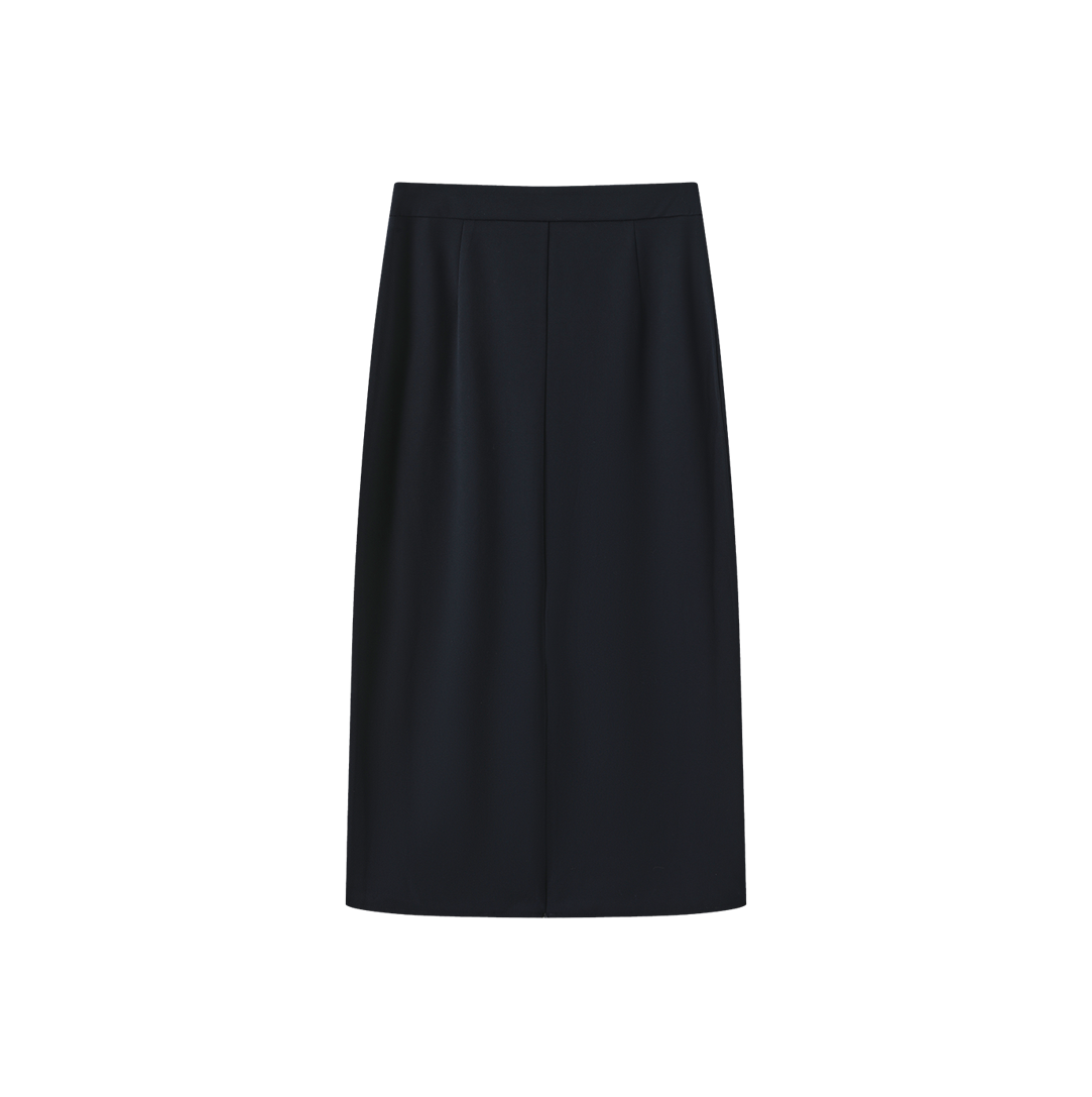 Button Wool Straight Skirt