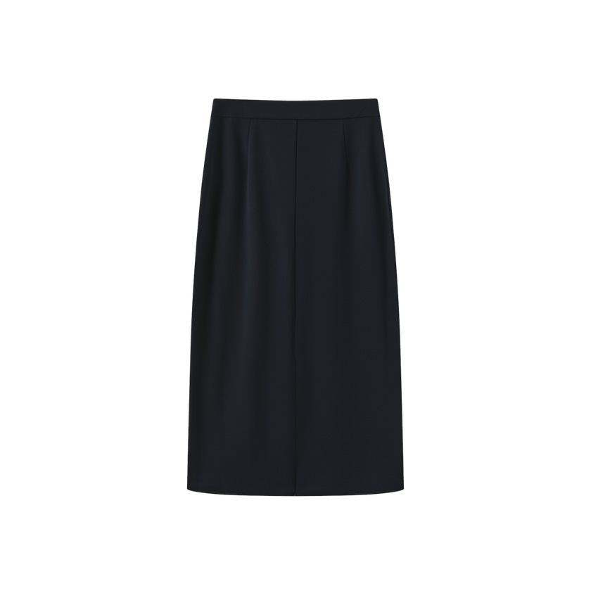 Button Wool Straight Skirt