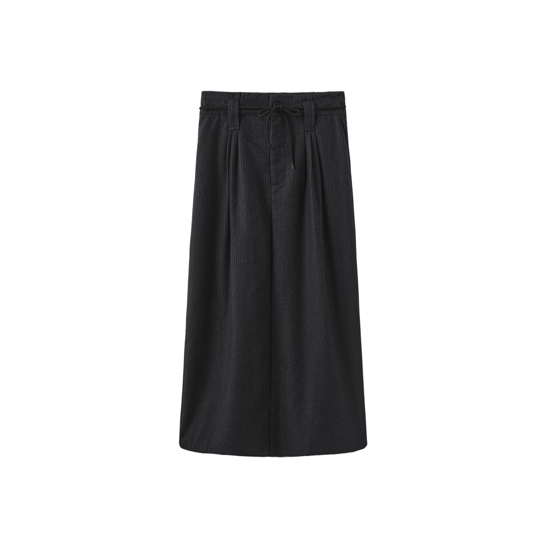 Pinstripe Belted Maxi Skirt