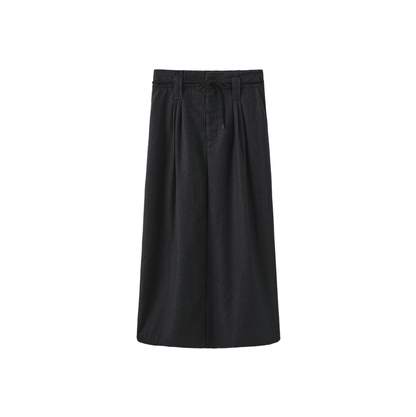 Pinstripe Belted Maxi Skirt